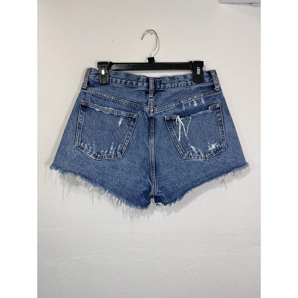 Agolde Women's High Rise Denim Short Distressed Size 27 100% Cotton - Picture 2 of 8